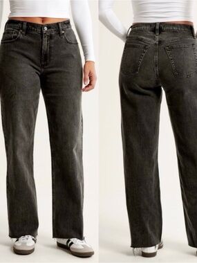 Abercrombie & Fitch Women’s Washed Black Straight-Leg Jeans